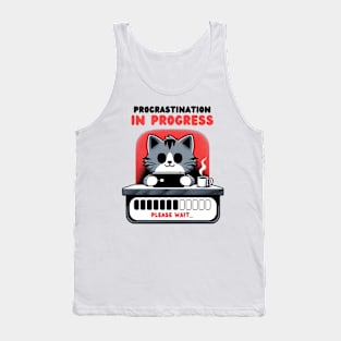 Funny Cat Procrastination in Progress Tank Top